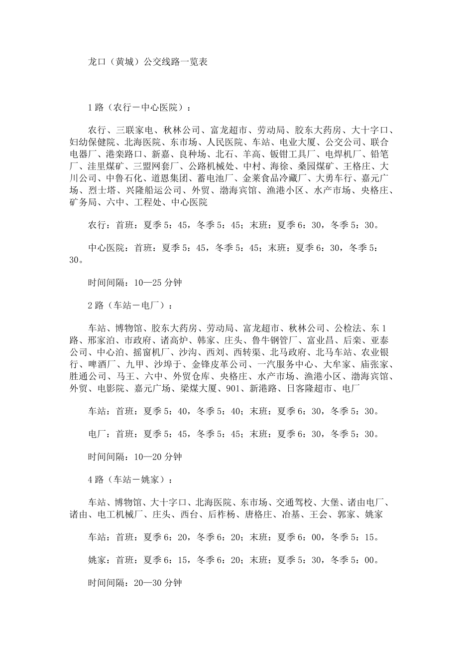 龙口公交线路一览表.docx_第1页